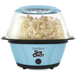Pipoqueira Elétrica West Bend Stir Crazy Hot Oil, Máquina de Fazer Pipoca com Tigela Grande para Servir e Haste de Mistura, Ideal para Noite