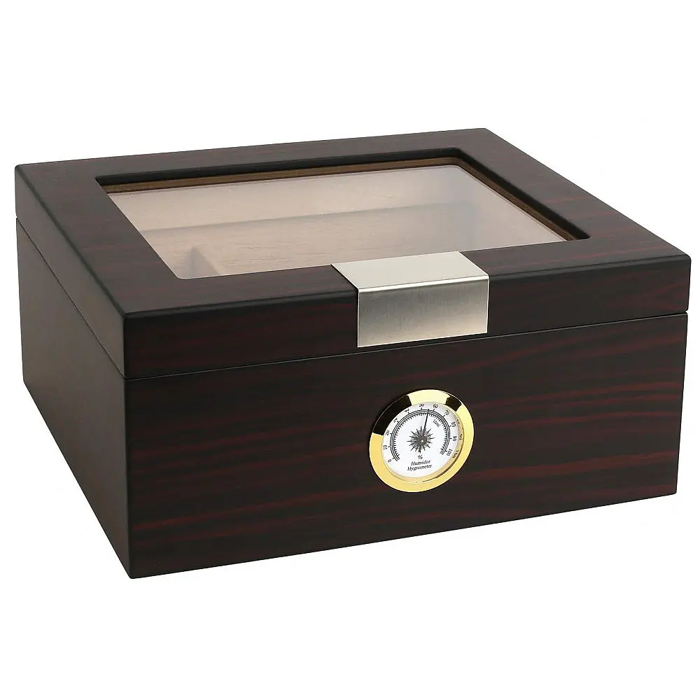 Umidor de Luxo para Charutos - Armazenamento Sofisticado para 25-50 Charutos, com Medidor de Umidade e Umidificador, Caixa de Cedro