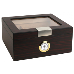 Umidor de Luxo para Charutos - Armazenamento Sofisticado para 25-50 Charutos, com Medidor de Umidade e Umidificador, Caixa de Cedro