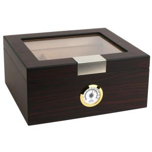 Umidor de Luxo para Charutos - Armazenamento Sofisticado para 25-50 Charutos, com Medidor de Umidade e Umidificador, Caixa de Cedro