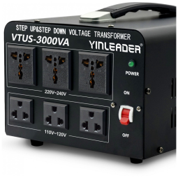 Transformador de Tensão 3000W Converte 220V para 110V ou 110V para 220V, Yinleader VTUS 3000 6S, Preto