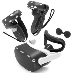 HUIUKE Touch Controller Grip Cover for Oculus Quest 2 with VR Shell Cover, Silicone VR Face Cover Pad and Lens Cover, 4 in 1 Silicone Cover