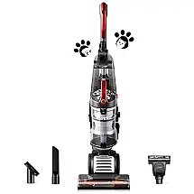 Aspirador de Pó sem Saco Vertical com Direção Giratória para Piso Duro e Pelos de Animais, 110V, Eureka FloorRover, Vermelho