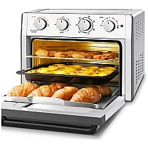 Forno Elétrico de Bancada 24L 7 em 1 Multifunções com 4 Acessórios de Cozinha em Aço Inoxidável, 1500W, 110v, WEESTA, Prateado