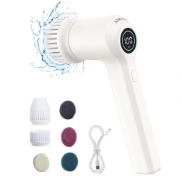Escova Elétrica Rotativa 360 sem Fio com 2 Velocidades e 6 Acessórios, Branca, 110v, AIRSEE, Branco
