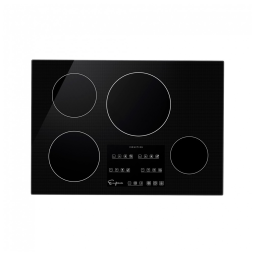 Cooktop elétrico de indução 76cm Empava 4 zonas vidro preto painel touch booster timer trava 7400W 220V
