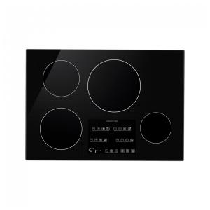 Cooktop elétrico de indução 76cm Empava 4 zonas vidro preto painel touch booster timer trava 7400W 220V
