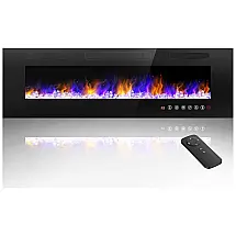 Lareira Elétrica de Embutir A45x152L com Controle Remoto e Temporizador, 110V, ANDAXIN, Preta