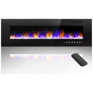 Lareira Elétrica de Embutir A45x152L com Controle Remoto e Temporizador, 110V, ANDAXIN, Preta