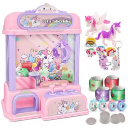 Máquina de Garra BTEC Rosa Mini Arcade com Brinquedos e Doces para crianças 4 a 9 Anos