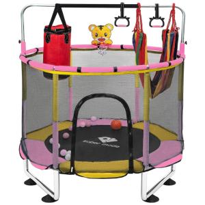 Cama Elástica Ajustável 1,5 Metros de Diâmetro para Área Externa e Interna, Segura sem Lacunas, Py Super Mode, Rosa