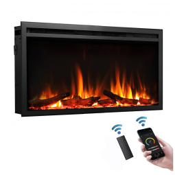 Lareira Elétrica de Embutir na Parede LegendFlame Preta 750W/1500W 120V 84 cm largura x 48 cm altura