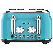 Torradeira Elétrica 4 Fatias com Função Descongelar e Bandejas de Migalhas Removíveis, 110V 1500W, Homeart Chelsea, Azul