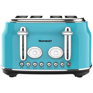 Torradeira Elétrica 4 Fatias com Função Descongelar e Bandejas de Migalhas Removíveis, 110V 1500W, Homeart Chelsea, Azul