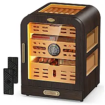 Humidor de Charutos Usewire Madeira Cedro com Janelas Laterais LED Digital 80-120 Charutos