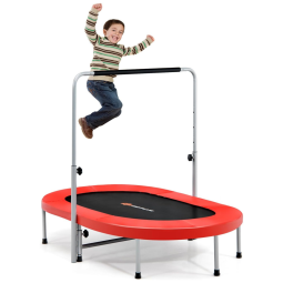 Goplus Cama Elástica Interna para até 2 Crianças com Apoio Ajustável, até 149 kg, Vermelha