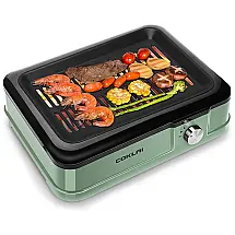 COKLAI Churrasqueira Elétrica Antiaderente, Aço Inoxidável, 1660W, 110V, Verde
