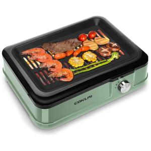 COKLAI Churrasqueira Elétrica Antiaderente, Aço Inoxidável, 1660W, 110V, Verde