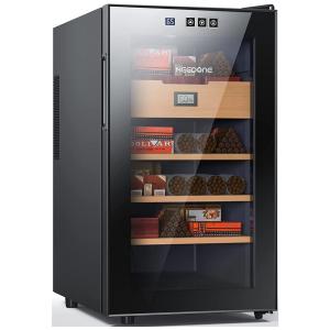 Umidor para Charutos Elétrico 48L até 300UN com Higrômetro Digital e Prateleiras em Madeira de Cedro Espanhol, 110V, NEEDONE, Preto