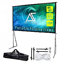 Tela de projeção portátil 145" AKIA SCREENS branca 16:9 estrutura dobrável ajustável para uso interno e externo