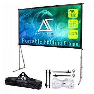 Tela de projeção portátil 145" AKIA SCREENS branca 16:9 estrutura dobrável ajustável para uso interno e externo