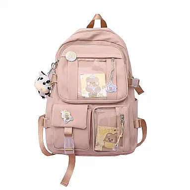 Mochila Eagerrich rosa com pingentes