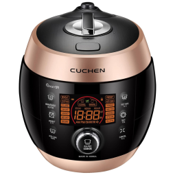 Panela de Arroz Elétrica 6 Xícras Cruas com Pressão de Aquecimento e Limpeza Automática a Vapor, 110V Cuchen, Preta Rose Gold