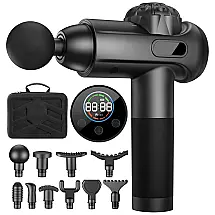 Massageador Pistola Elétrico Profissional Sem Fio 10 Acessórios, DARKIRON, Preto