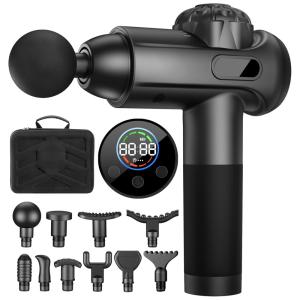 Massageador Pistola Elétrico Profissional Sem Fio 10 Acessórios, DARKIRON, Preto