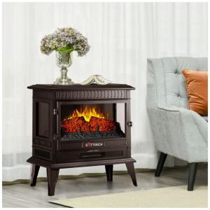 Rimdoc Aquecedor Lareira Elétrica com Controle Remoto e Chamas 3D Ajustável, 110V, Marrom