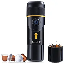 Cafeteira Elétrica Expresso Elétrica Portátil 12v 15 Barras de Pressão Água Fervente, REVELUX, Preto
