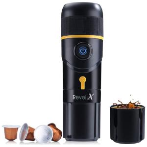 Cafeteira Elétrica Expresso Elétrica Portátil 12v 15 Barras de Pressão Água Fervente, REVELUX, Preto
