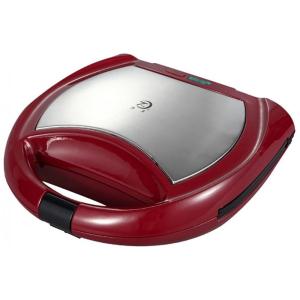 Sanduicheira Elétrica Antiaderente 2 Fatias, Aço Inox, 1400W, 110v, ZHDWOALG 666 254 68, Vermelho