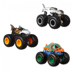 Conjunto Monster Trucks, 3 Carrinhos em Escala 1:64 Shark Wreak, Piran Ahh e Mega Wrex, Hot Wheels