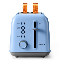 Torradeira BUYDEEM DT620 Azul 2 Fatias com Fendas Largas, Função Bagel e Muffin, Bandeja de Migalhas Removível e 7 Níveis de Tostagem, 110V