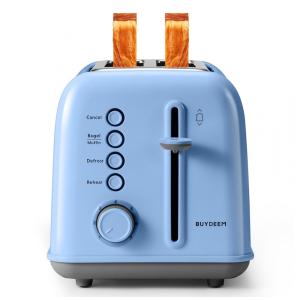 Torradeira BUYDEEM DT620 Azul 2 Fatias com Fendas Largas, Função Bagel e Muffin, Bandeja de Migalhas Removível e 7 Níveis de Tostagem, 110V