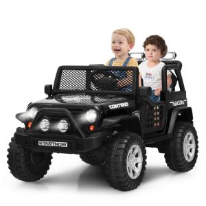 Kids Carro, Carrinho Elétrico Infantil Off Road a Bateria 12V 2 Assentos com 2 Velocidades e MP3, COSTZON, Preto
