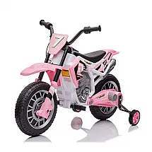 Moto Elétrica Infantil com 2 Velocidades e Rodas de Treinamento, 12V, Aokoy, Rosa