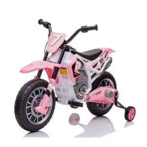 Moto Elétrica Infantil com 2 Velocidades e Rodas de Treinamento, 12V, Aokoy, Rosa