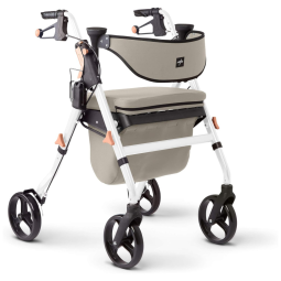 Andador Adulto Idoso com Apoio de Braço, Assento Acolchoado e Cesto, Suporta até 136 kg, MEDLINE MDS86845W, Bege