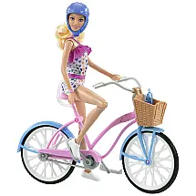 Conjunto de Bicicleta para Boneca Barbie com Acessórios e Boneca, Rosa