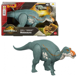 Dinossauro articulado Mattel Jurassic World Rebirth Wild Roar Maiasaura com ataque acionado pela cauda, rugido e integração digital via app