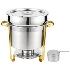 Caldeirão Rechaud Aquecedor de Sopa 4 L em Aço Inoxidável com Tampa, Restlrious