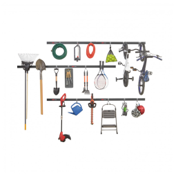 Kit Organizadores de Parede para Garagem 6 Trilhos e 18 Ganchos Rubbermaid