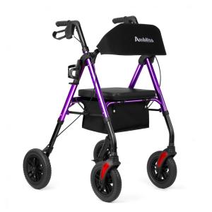 Andador Rollator Ambliss para idosos, rodas de 20 cm, capacidade para 136 kg, leve, com assento acolchoado, encosto largo, cesta