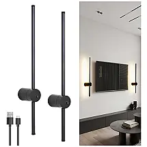 Conjunto de Luminária de Parede Sem Fio com Carregamento via USB e 2 Peças, Adequada para Quarto, Sala de Estar e Cozinha, 110V