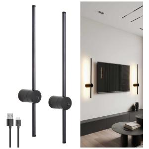 Conjunto de Luminária de Parede Sem Fio com Carregamento via USB e 2 Peças, Adequada para Quarto, Sala de Estar e Cozinha, 110V