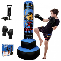 COMMOUDS Saco de Pancadas Inflável 170cm para Crianças, com Luvas - Ideal para Treinos de Karatê, Taekwondo e MMA