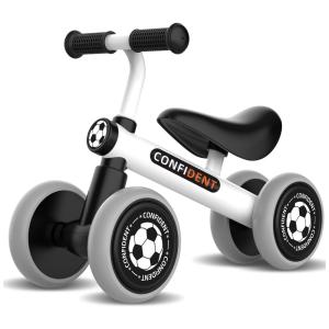 Bicicleta sem Pedal com 4 Rodas para Crianças de 1 a 3 Anos, XIAPIA, Branco e Preto