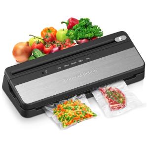 Seladora á Vacuo para Alimentos Úmidos e Secos, Aço Inoxidável, 110v, BONSENKITCHEN, Preto